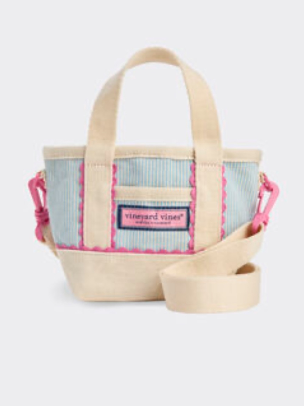 Vineyard Vines Light Blue, Cream & Pink Kids Mini Tote